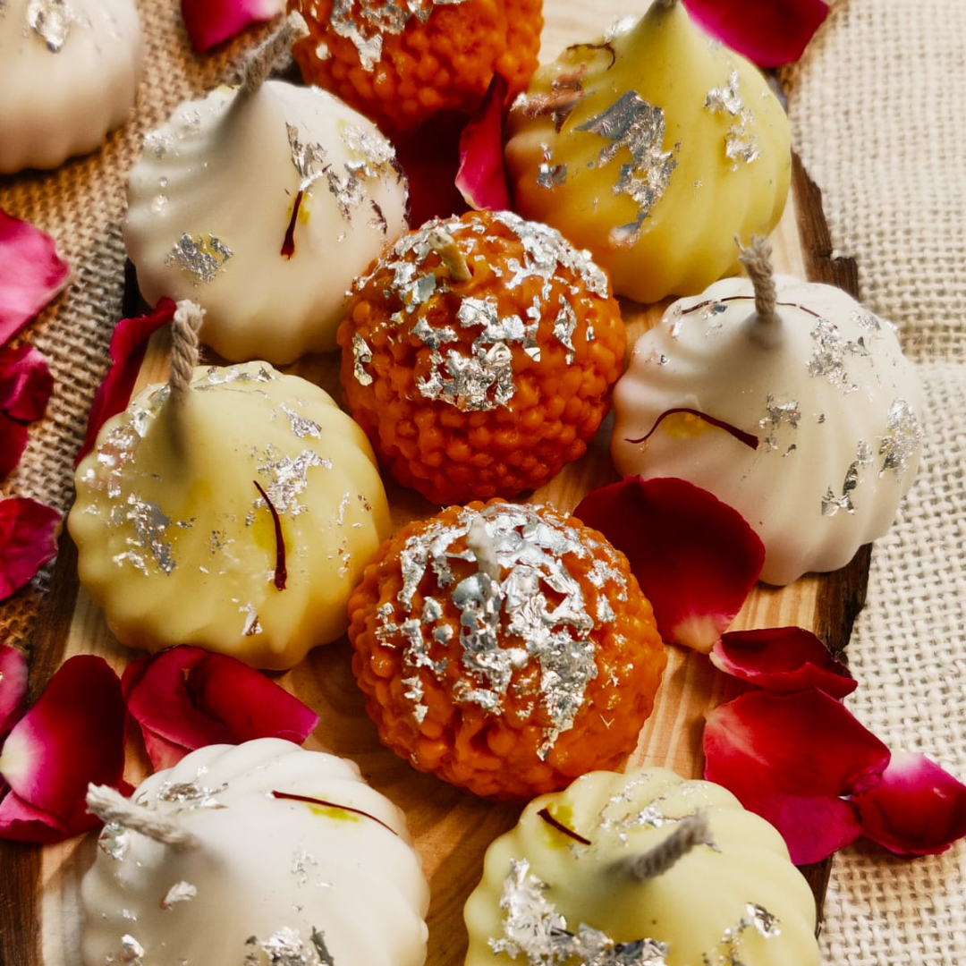 Modak & Motichoor Scented Candle Combo – A Festive Delight - Pack of 4